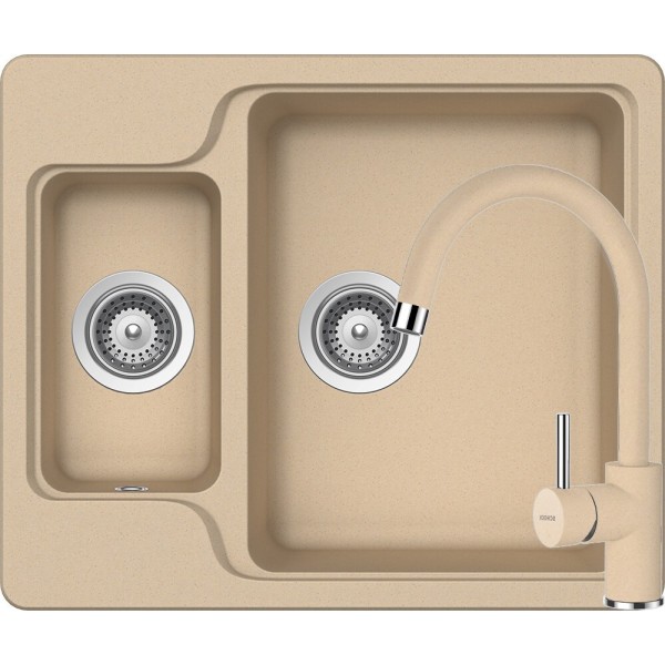 Set Chiuveta Manhattan N-150 610 x 510 mm si Baterie Plutos Moonstone Schock Cristalite - 1