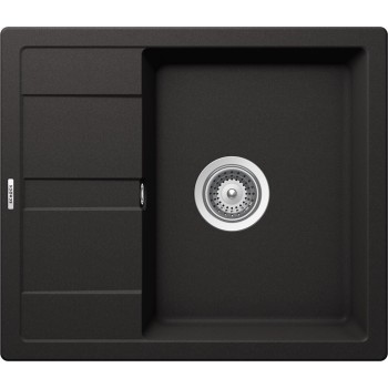 Set Schock Chiuveta Ronda D-100 580 x 500 mm si Baterie Plutos, Nero Cristalite - 1