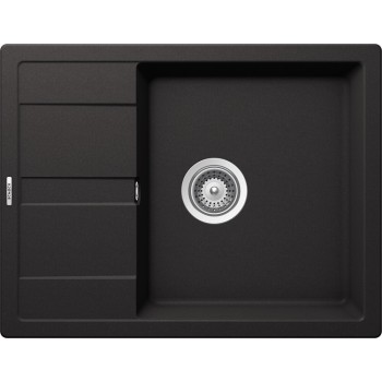 Set Schock Chiuveta Ronda D-100L 650 x 500 mm si Baterie Plutos, Nero Cristalite - 1