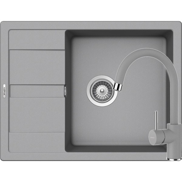 Set Schock Chiuveta Ronda D-100L 650 x 500 mm si Baterie Plutos, Croma Cristalite - 1