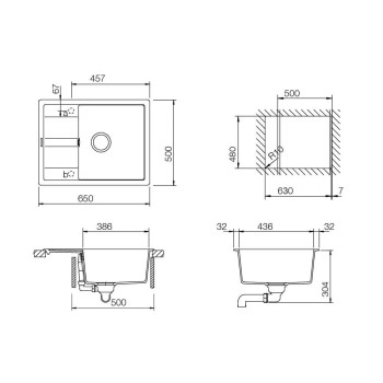 Set Schock Chiuveta Ronda D-100L 650 x 500 mm si Baterie Plutos, Sabbia Cristalite - 1