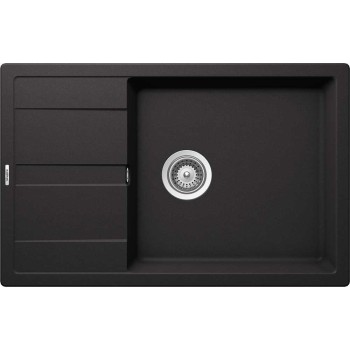 Set Schock Chiuveta Ronda D-100XL 780 x 500 mm si Baterie Plutos, Nero Cristalite - 1