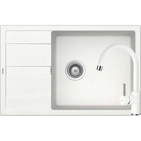 Set Schock Chiuveta Ronda D-100XL 780 x 500 mm si Baterie Plutos, Alpina Cristalite - 1