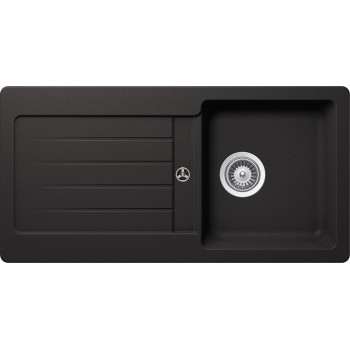 Set Schock Chiuveta Typos D-100S 860 x 435 mm si Baterie Plutos, Nero Cristalite - 1