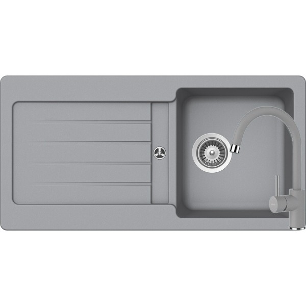 Set Schock Chiuveta Typos D-100S 860 x 435 mm si Baterie Plutos, Croma Cristalite - 1