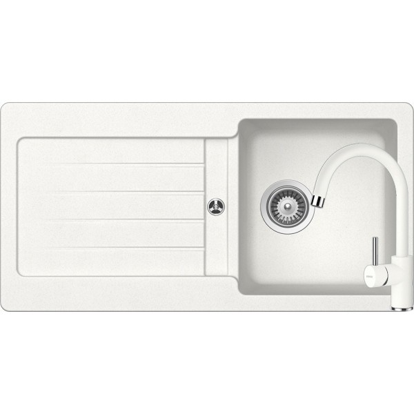 Set Schock Chiuveta Typos D-100S 860 x 435 mm si Baterie Plutos, Alpina Cristalite - 1