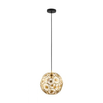 Pendul SKOURA 39754 EGLO, D30, E27 60W, negru-alama - 1