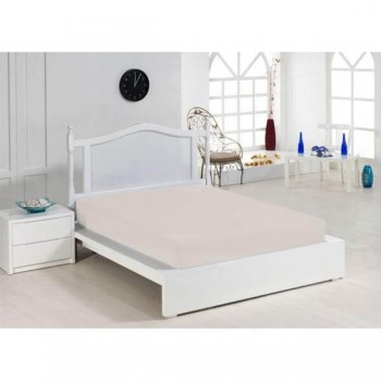 Cearceaf de pat cu elastic Mendola bedding, bumbac 100%, 180x200cm, bej - 1