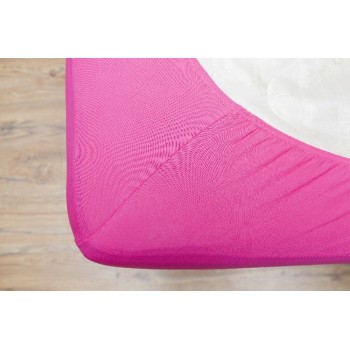 Cearceaf de pat cu elastic bumbac Mendola bedding, 100%, 180x200cm, roz - 1