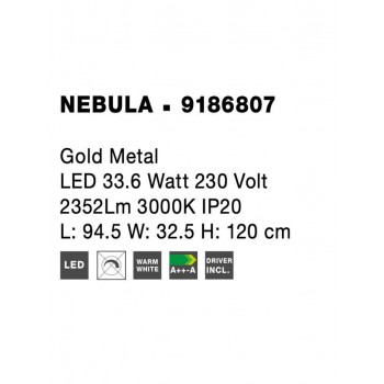 NEBULA, lustra moderna, LED 33.6W 2352Lm 3000K, gold - 1