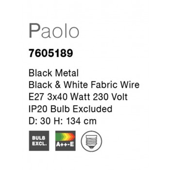PAOLO, lustra design modern, D30, E27 3x40W, negru - 1