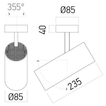 Spot orientabil aplicat XFOCUS SURFACE, LED COB 32W, 3840lm, 3000k, alb - 1