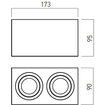 Spot aplicat orientabil XBRIX, L17, GU10 2x50W, alb - 1