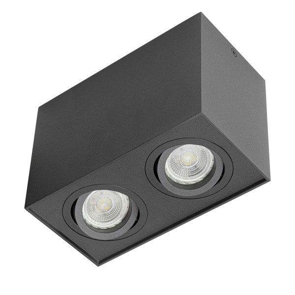 Spot aplicat orientabil XBRIX, L17, GU10 2x50W, negru - 1