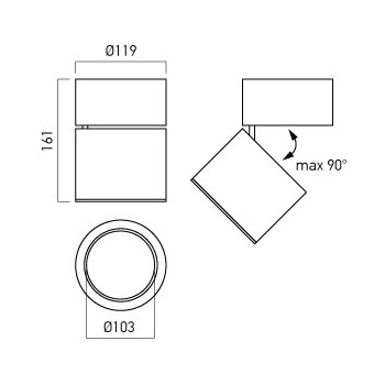 Spot aplicat orientabil  XANGLE AG02, D16, AR111, G53, 1x50W, alb - 1