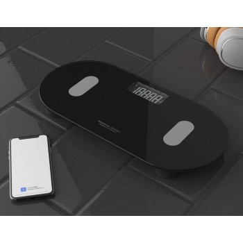 Cantar electronic Smart BMI - DesignNest, negru cu panou din sticla securizata - 1
