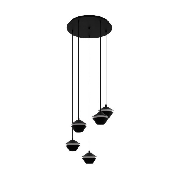 Lustra PERPIGO 98683 EGLO, D55, GU10, 5x5W, otel-negru, plastic-alb - 1