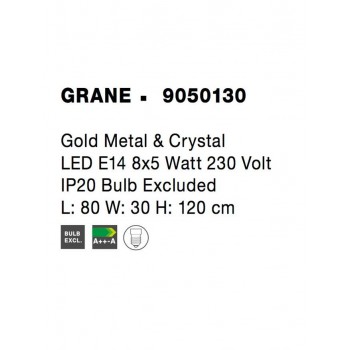 Aplica de perete GRANE 9050100, E14 2x5W, gold - 1