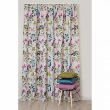 Draperie decor floral Trellise Mendola Home Textiles, 210x245cm, cu rejansa, mov-multicolora - 1