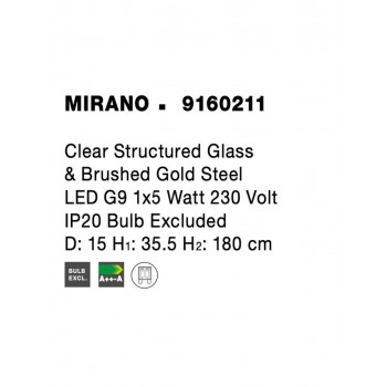 Pendul modern MIRANO 9160211, G9 1x5W, gold satinat - 1