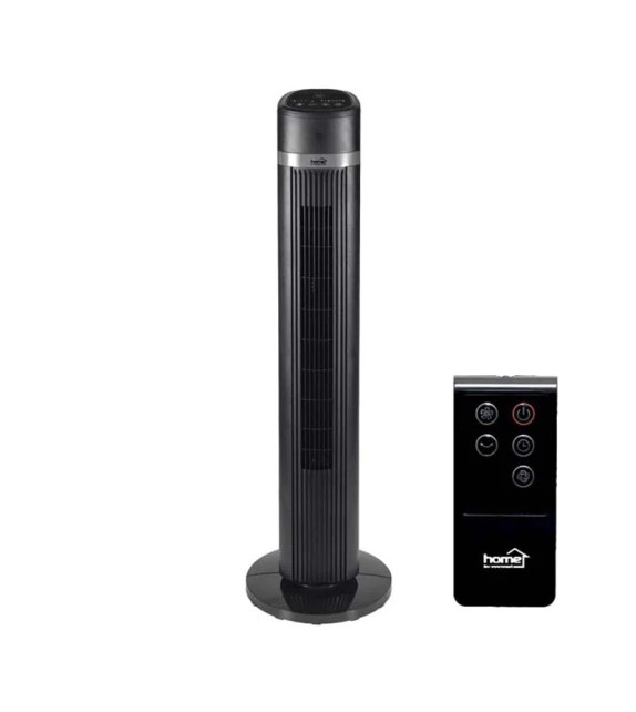Ventilator de podea turn Home TWFR 100, 3 trepte de ventilatie, 45W, cu telecomanda, negru - 1