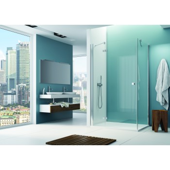 Cabina de dus SanSwiss ANNEA 80x80 AN13+ANT, cu usa pivotanta stanga + perete fix, profil  lucios, sticla securizata 6mm - 1