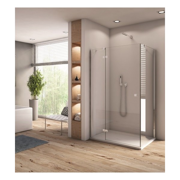 Cabina de dus SanSwiss ANNEA 80x80 AN13+ANT, cu usa pivotanta stanga + perete fix, profil  lucios, sticla securizata 6mm - 1