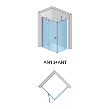 Cabina de dus SanSwiss ANNEA 80x80 AN13+ANT, cu usa pivotanta stanga + perete fix, profil  lucios, sticla securizata 6mm - 1