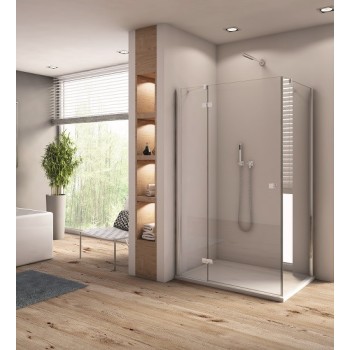 Cabina de dus SanSwiss ANNEA 90x90 AN13+ANT, cu usa pivotanta stanga + perete fix, profil  lucios, sticla securizata 6mm - 1