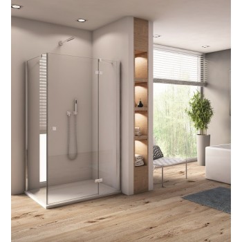 Cabina de dus SanSwiss ANNEA 90x90 AN13+ANT, cu usa pivotanta dreapta + perete fix, profil  lucios, sticla securizata 6mm - 1