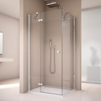 Cabina de dus SanSwiss ANNEA 100x80 AN13+ANT, cu usa pivotanta stanga + perete fix, profil  lucios, sticla securizata 6mm - 1