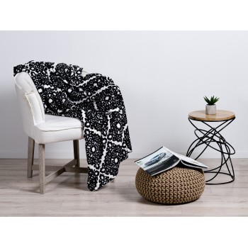 Patura decorativa flanela Mendola Home Textiles, 150x200cm, alb-negru - 1