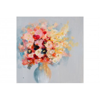 Tablou floral multicolor pictat manual BLOOM  218-AOPE7921 Mendola, dimensiunea 40x40cm - 1