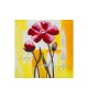 Tablou pictat manual Crizanteme rosii, 40x40cm