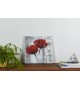 Tablou pictat manual Flori rosii, dimensiunea 40x40cm
