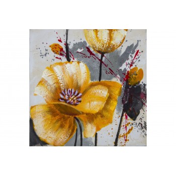 Tablou pictat manual Crizanteme galbene, dimensiunea 40x40cm - 2