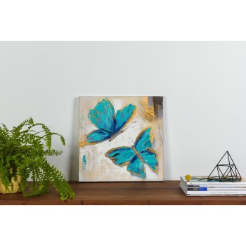 Tablou pictat manual Butterfly albastru, dimensiunea 40x40cm - 1