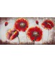 Tablou pictat manual Camp cu flori, 60x120cm