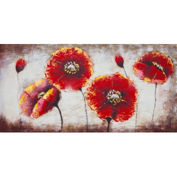 Tablou pictat manual Camp cu flori, 60x120cm - 1