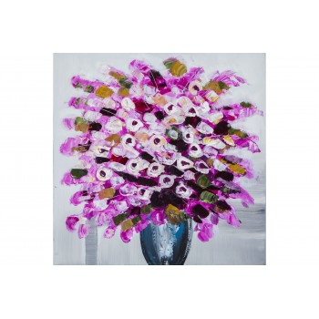 Tablou pictat manual Geranium roz, dimensiunea 60x60cm - 1