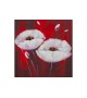 Tablou pictat manual Flori de Mac albe, dimensiunea 60x60cm