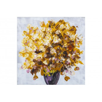 Tablou pictat manual Geranium galben, dimensiunea 60x60cm - 1