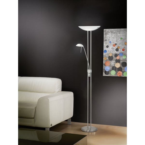 Lampa de podea BAYA 85971 EGLO, Otel Nichel mat, Sticlă satinată Alb - 1