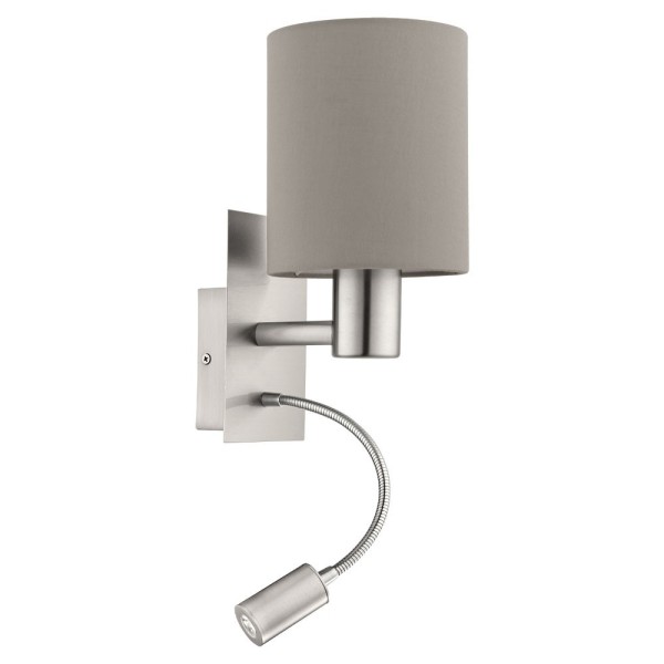 Aplica PASTERI 96478 EGLO , E27 1X40W, LED  1X3.5W 280lm 3000K, Gri Maroniu - 1