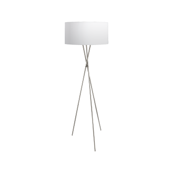 Lampa de podea FONDACHELLI 95539 EGLO, E27 1X60W, Otel Nichel, Textil, Alb-Argintiu - 1