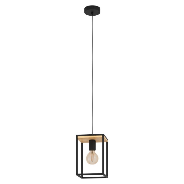 Pendul LIBERTAD 99795 EGLO, E27 40W, Otel, Lemn, Negru, Maro - 1