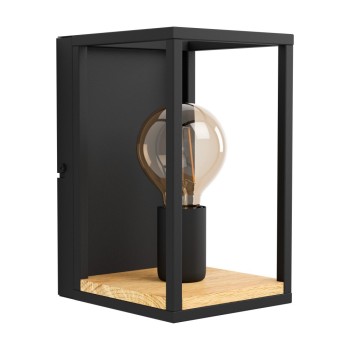 Aplica LIBERTAD 99796 EGLO, E27 1x40W, Otel, Lemn, Negru, Maro - 1