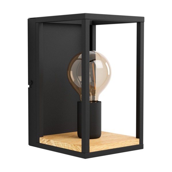 Aplica LIBERTAD 99796 EGLO, E27 1x40W, Otel, Lemn, Negru, Maro - 1
