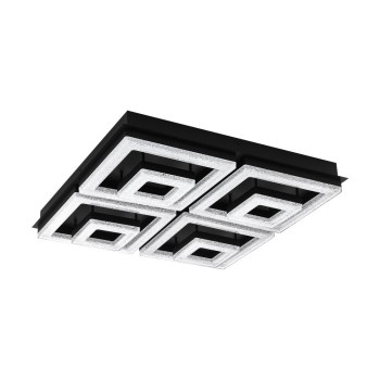 Plafoniera FRADELO 1 99328 EGLO, LED 46.5W, 5500lm, 3000K, Cristal, Negru, Transparent - 1