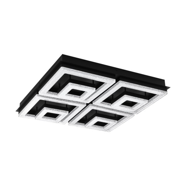 Plafoniera FRADELO 1 99328 EGLO, LED 46.5W, 5500lm, 3000K, Cristal, Negru, Transparent - 1